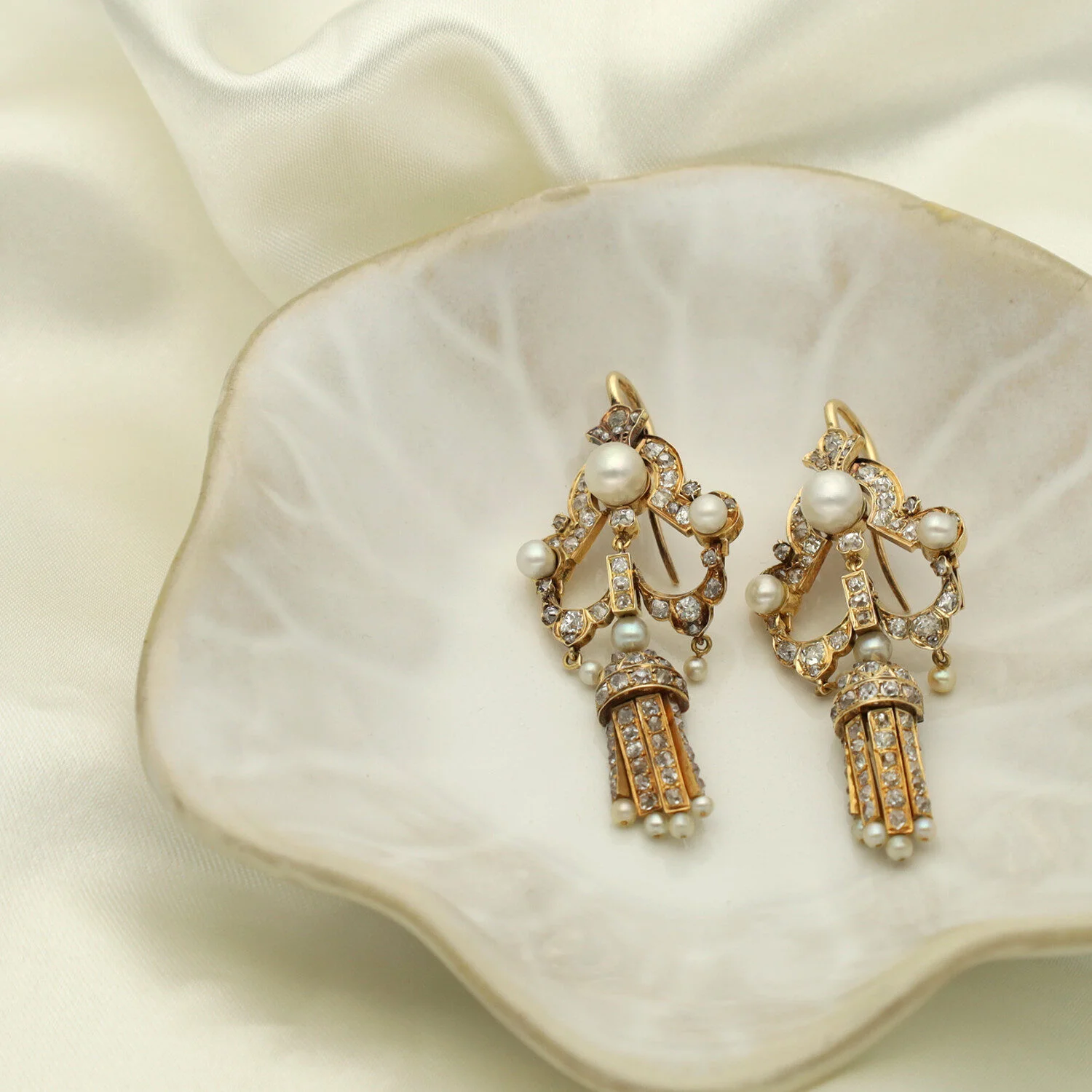 Pendientes Victorianos Diamantes y Perlas