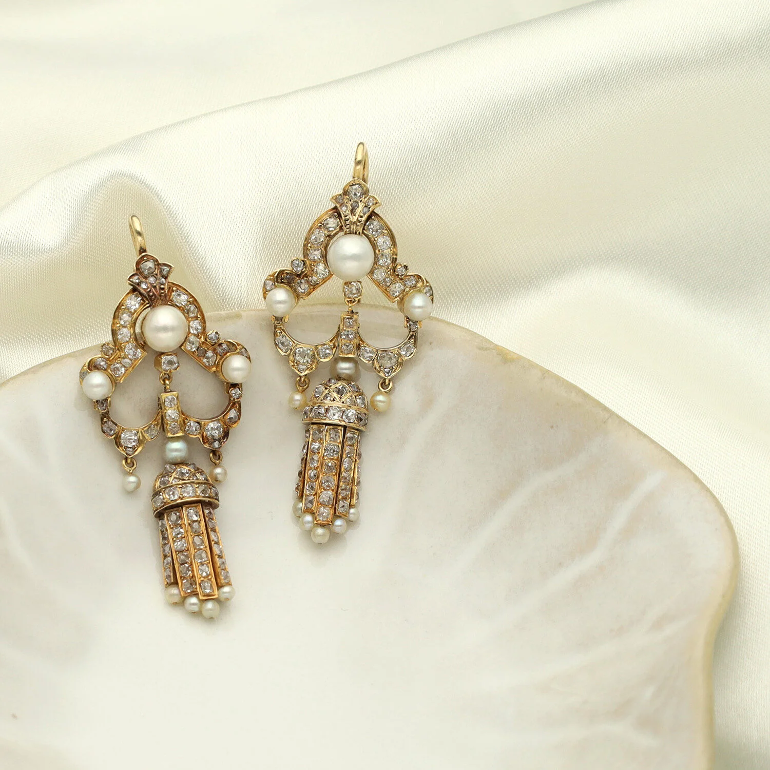 Pendientes Victorianos Diamantes y Perlas - Imagen 2