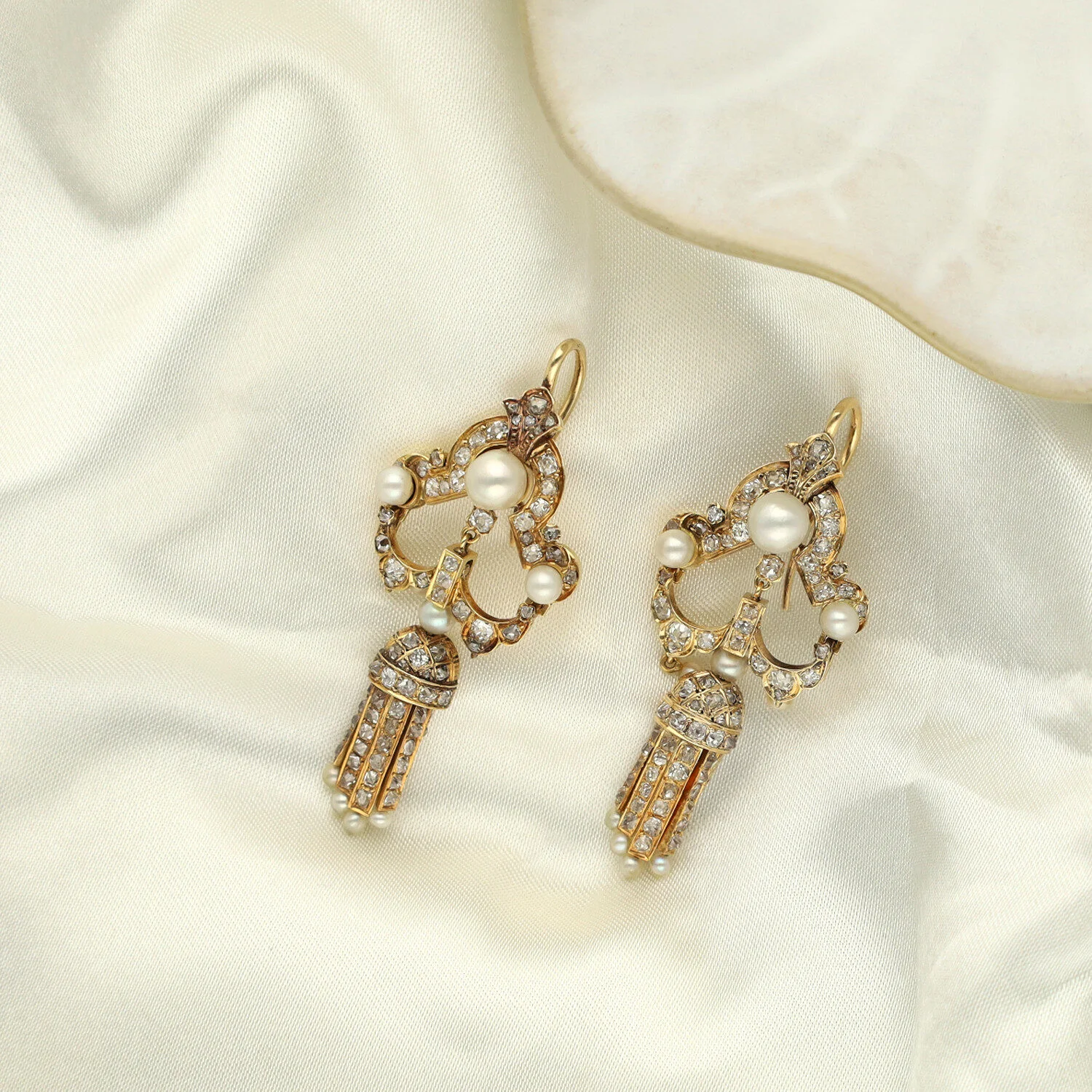 Pendientes Victorianos Diamantes y Perlas - Imagen 3