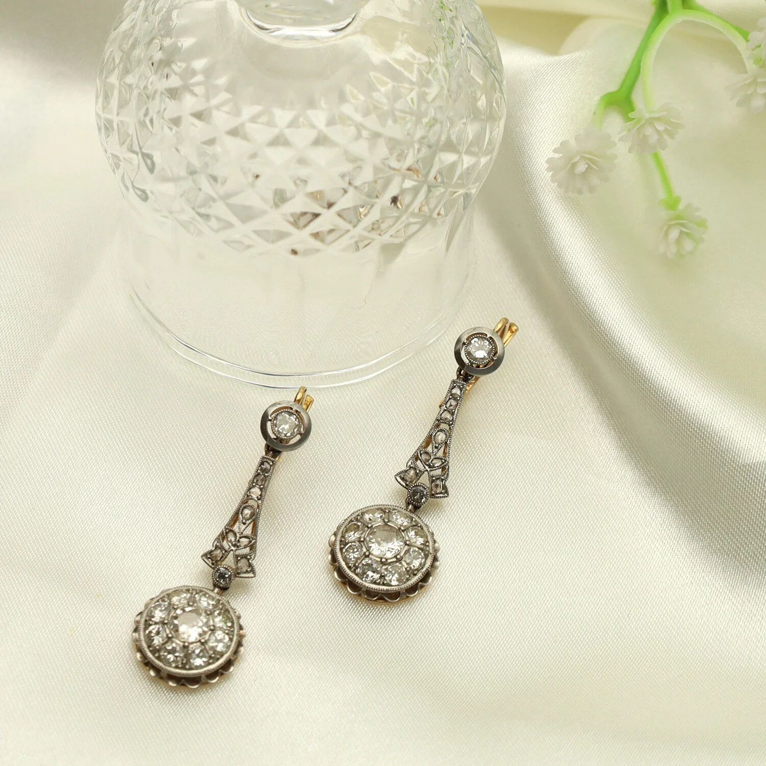 Pendientes Largos Art Déco Diamantes - Imagen 2