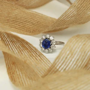 Sortija Roseta Diamantes y Zafiro
