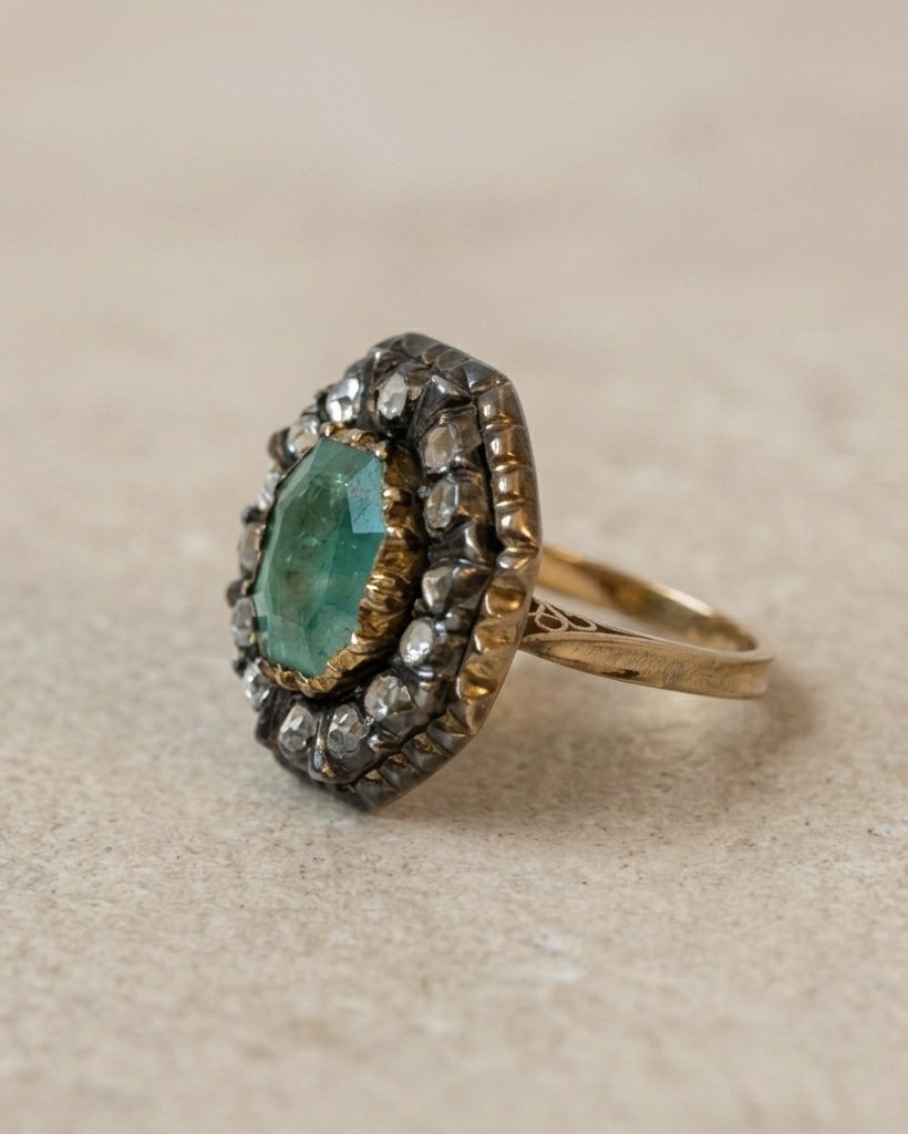 Anillo Georgiano Esmeralda - Imagen 2